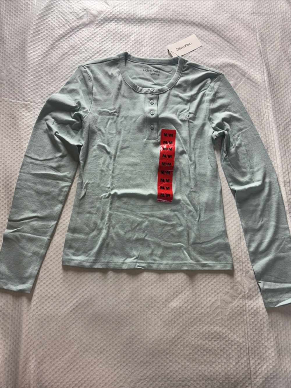 Calvin Klein Light Mint Long-Sleeve Henley Top